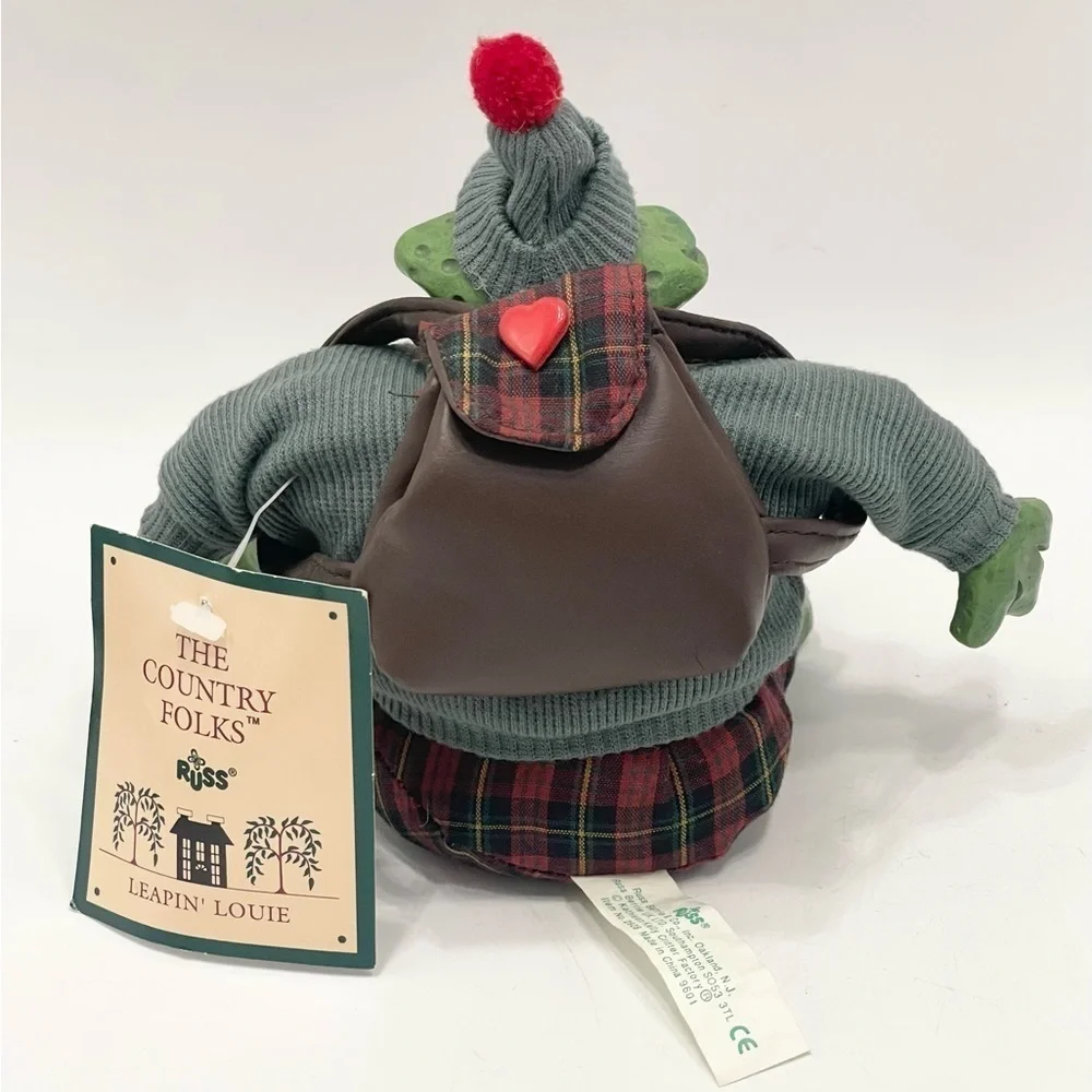Russ Country Folks Frog Shelf Sitter 5.5” Skiing Hiking Winter Christmas